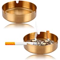 Besylo Cenicero Redondo de Acero Inoxidable-cenicero Acero Inoxidable-Cenicero de Acero Inoxidable 2pcs para Fumadores…